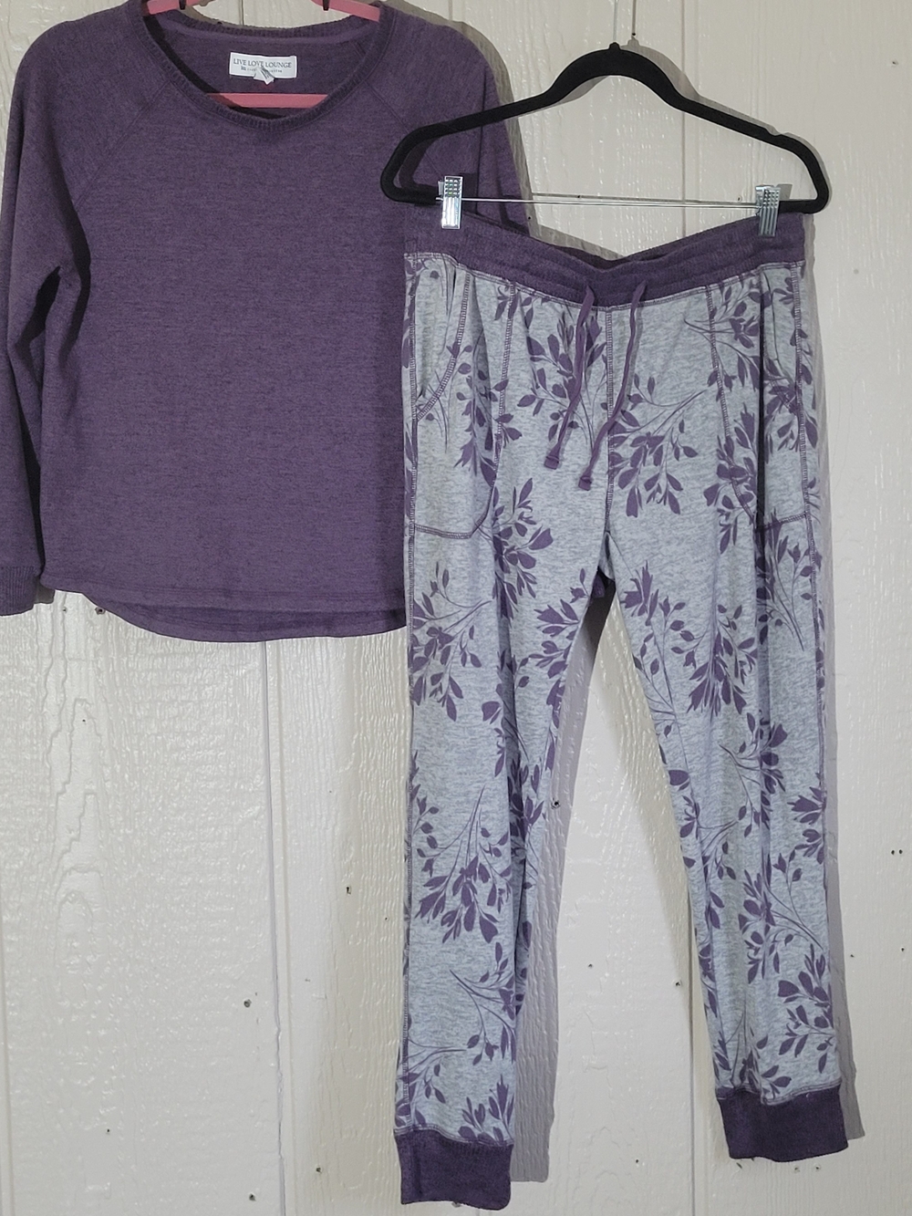 Karen Neuburger Gray and Purple Floral Lounge Pajama Set